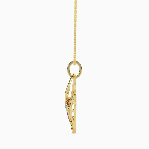heart shape cluster lab-grown diamond pendant necklace in yellow gold