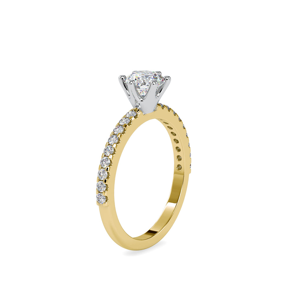 round solitaire lab-grown diamond ring in yellow gold