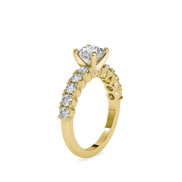 round solitaire lab-grown diamond ring in yellow gold