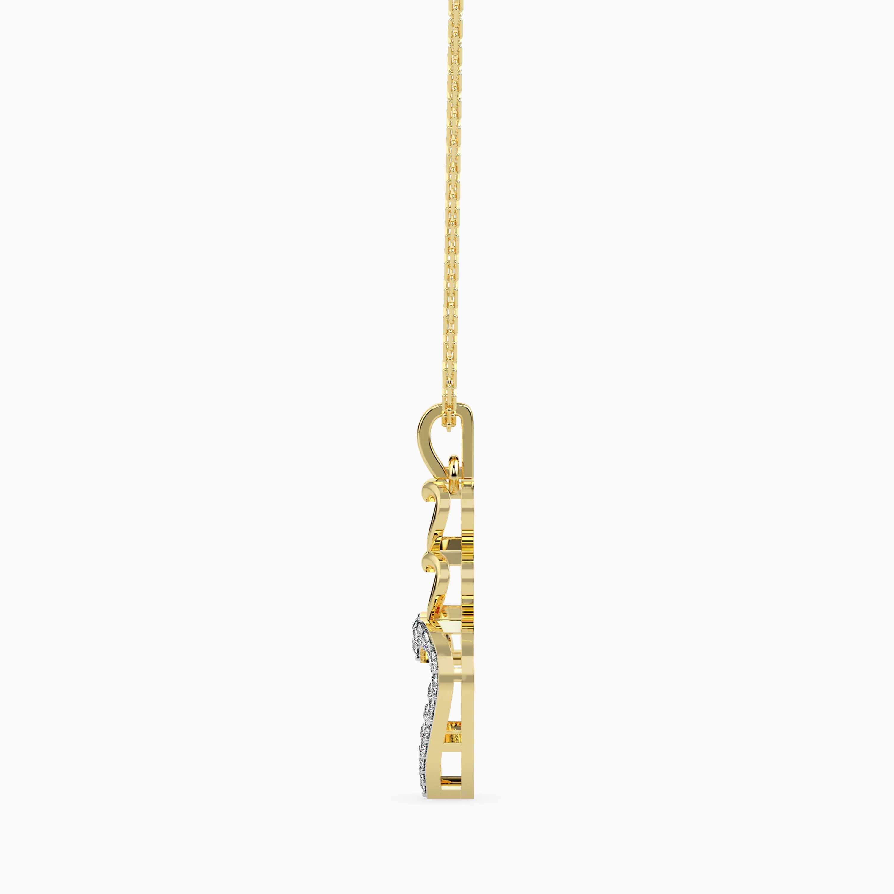 layered heart diamond pendant necklace in yellow gold