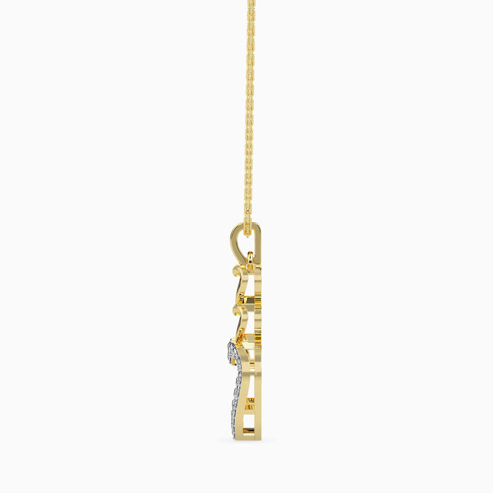 layered heart diamond pendant necklace in yellow gold
