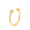 open cuff baguette cut diamond ring in yellow gold