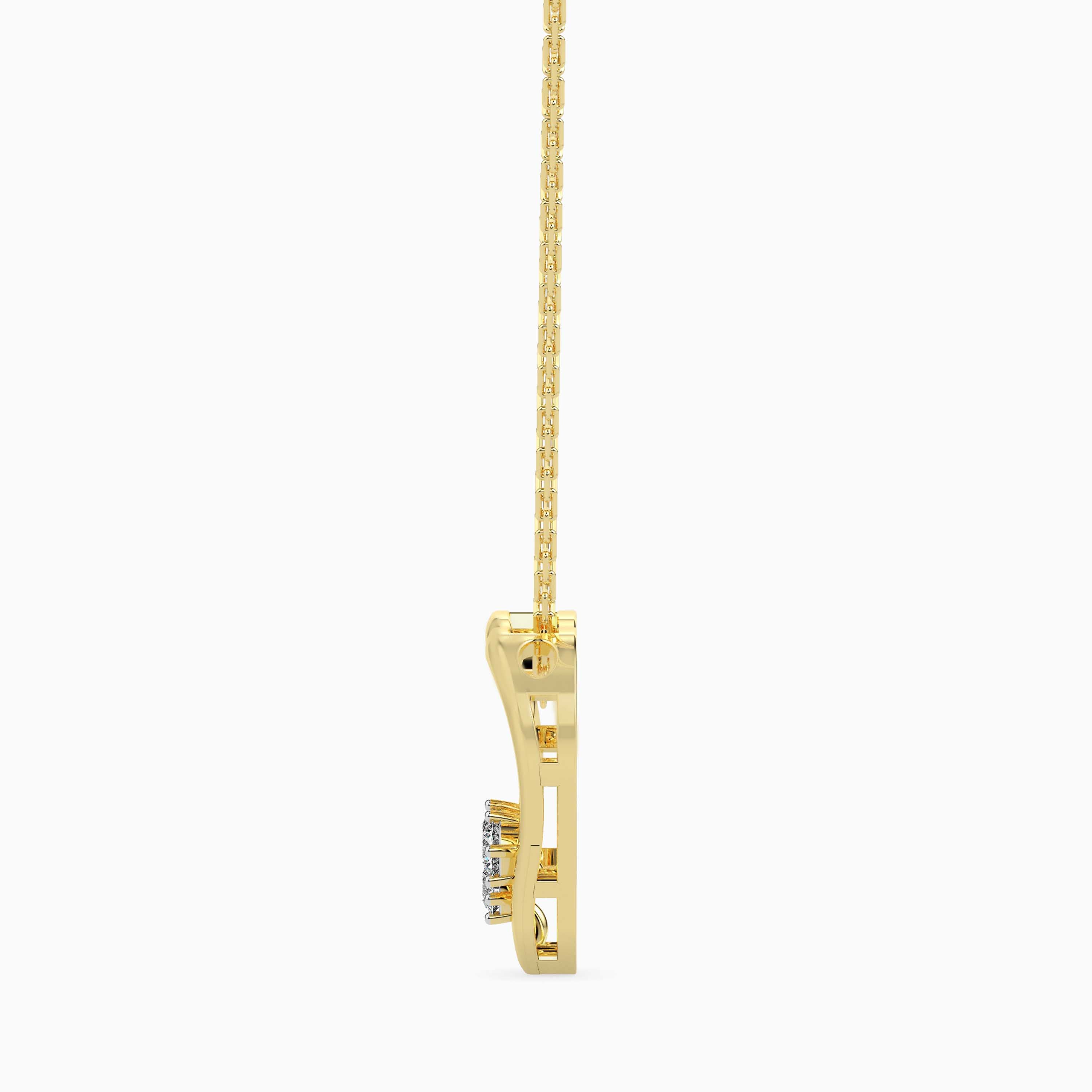 open heart diamond pendant necklace in yellow gold
