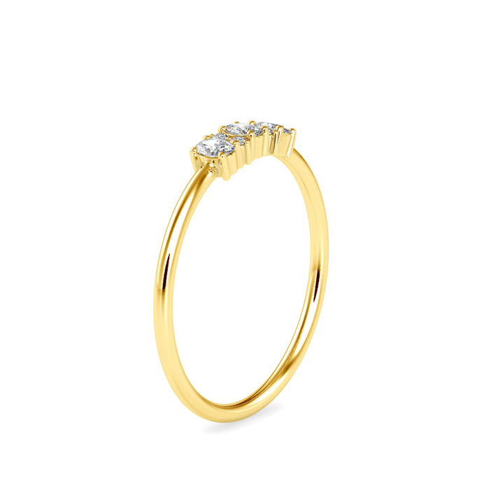 oval and round cut diamond ring in yellow gold