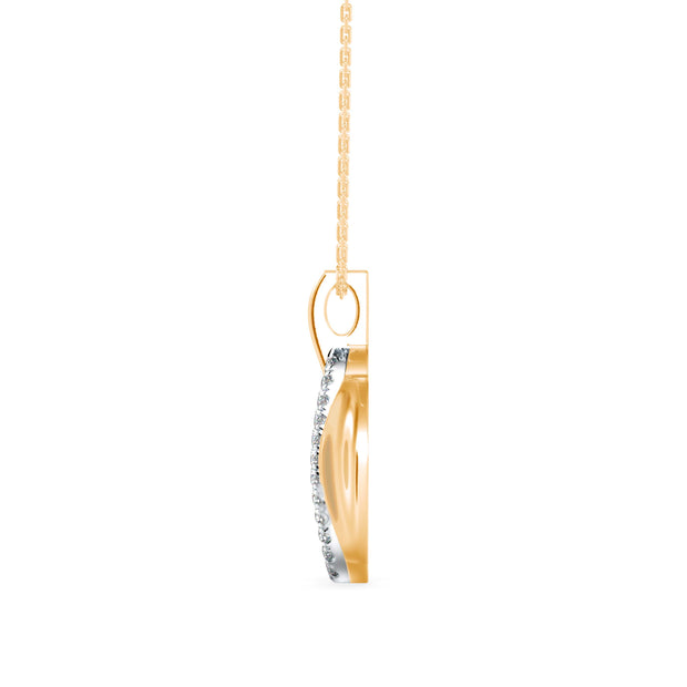 oval shape pave diamond pendant necklace in yellow gold