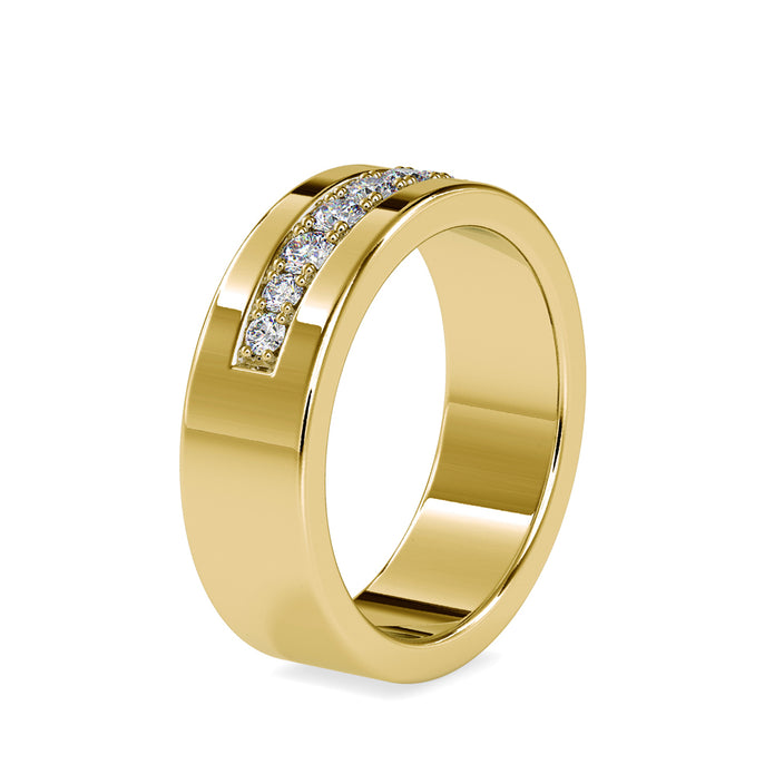 prong channel set lab-grown diamond ring in yellow gold