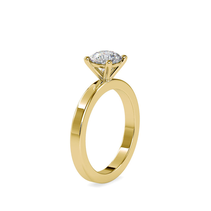 round prong lab-grown diamond ring in yellow gold
