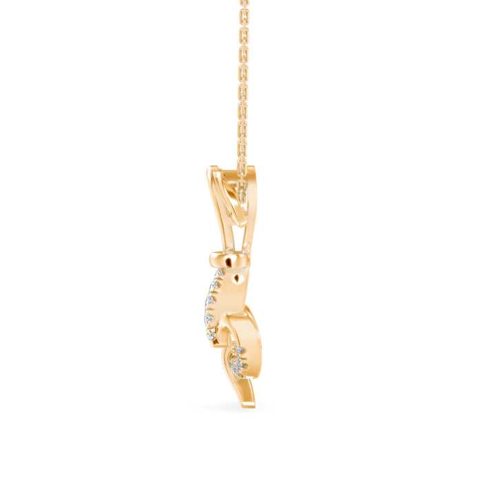 puppy love shape diamond pendant necklace in yellow gold