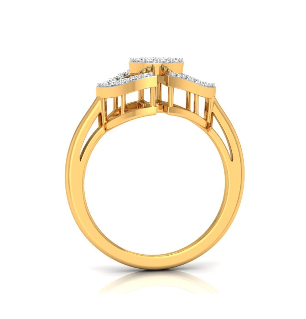 yellow gold round cluster lab-grown diamond ring