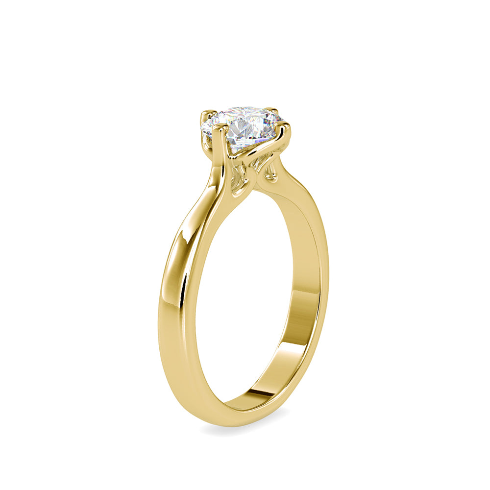 round cut solitaire lab-grown diamond ring in yellow gold