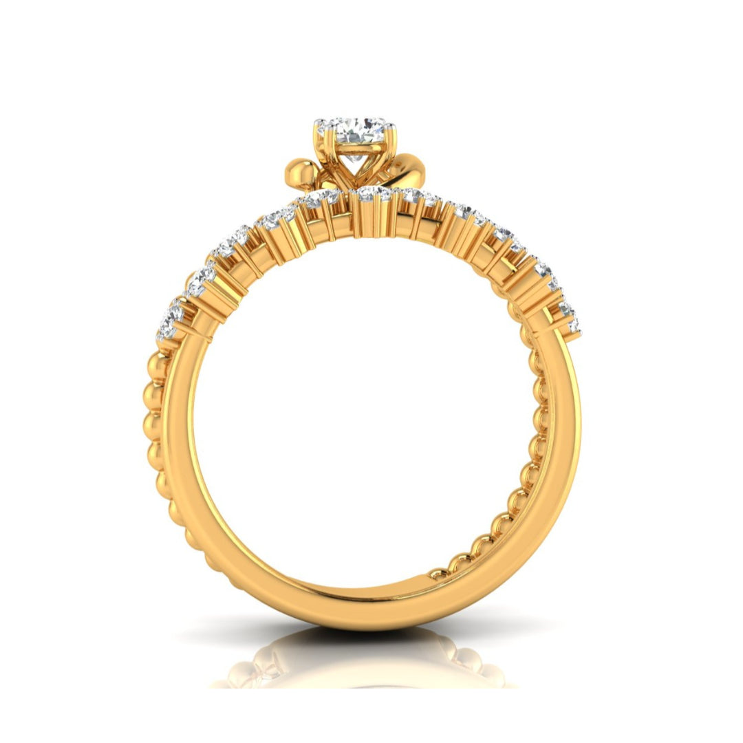 round cut lab-grown diamond enhancer ring in yellow gold