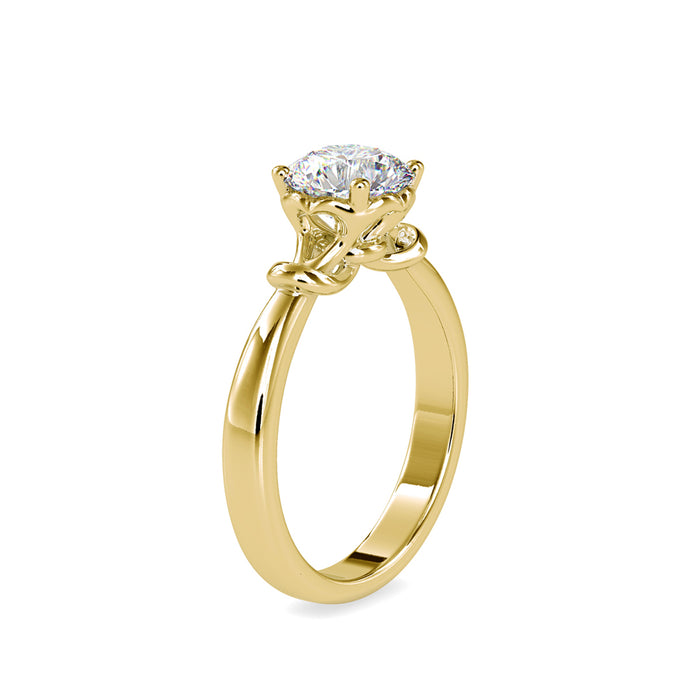round cut solitaire lab-grown diamond ring in yellow gold