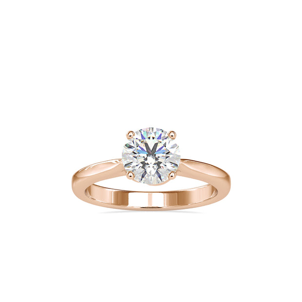 round cut prong lab-grown diamond ring in yellow gold