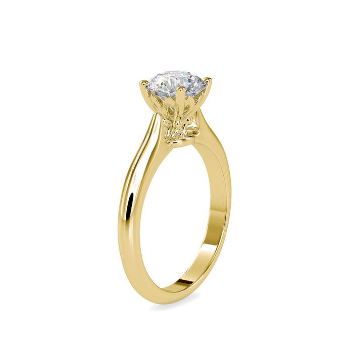 round cut prong set lab-grown diamond ring in yellow gold