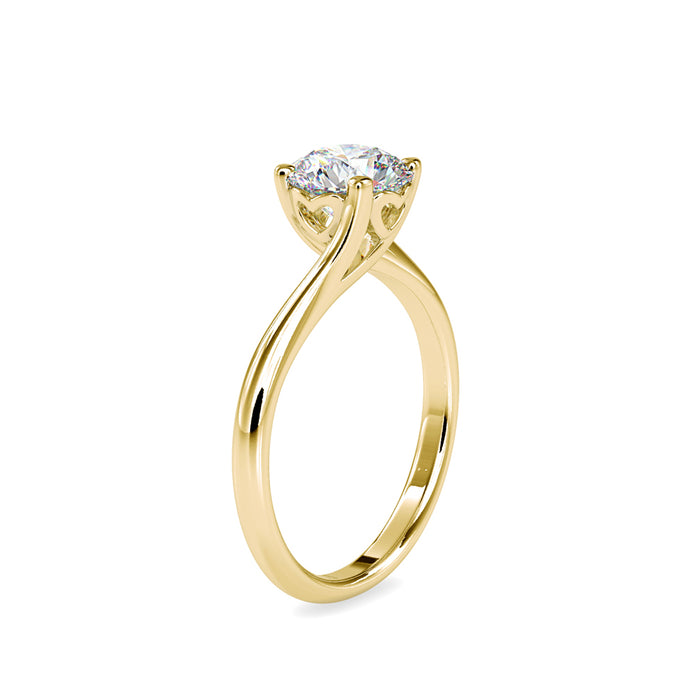 round cut solitaire lab-grown diamond ring in yellow gold
