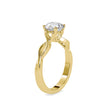 round cut twisted solitaire lab-grown diamond ring in yellow gold