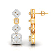 round diamond dangler earrings in yellow gold