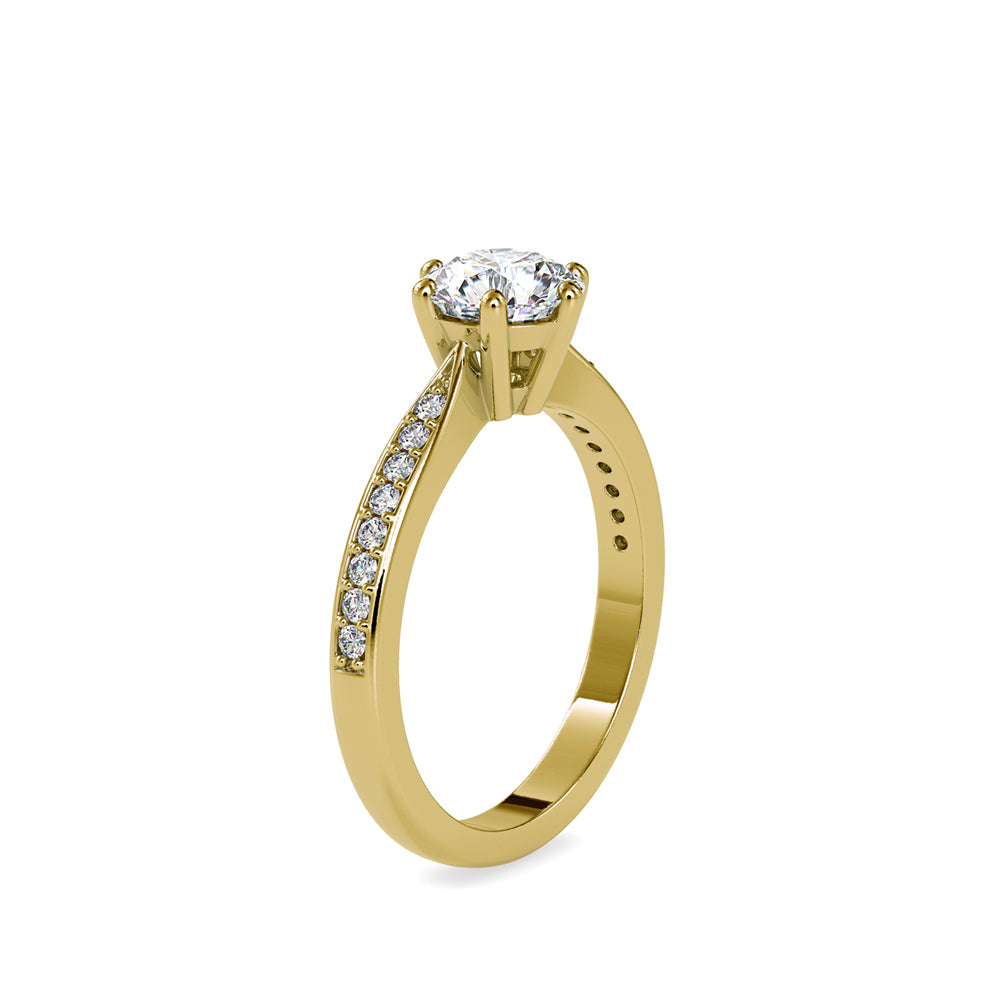 round solitaire lab-grown diamond ring in yellow gold