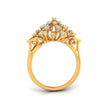 round and pear cut cluster cocktail diamond ring in yellow gold