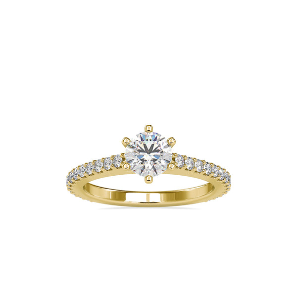 round solitaire lab-grown diamond ring in yellow gold