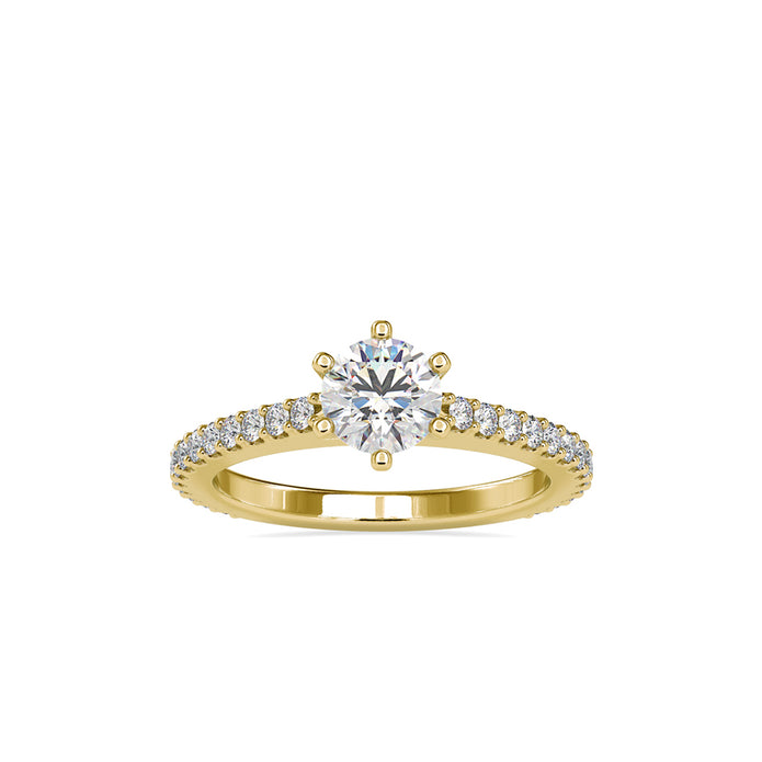 round solitaire lab-grown diamond ring in yellow gold