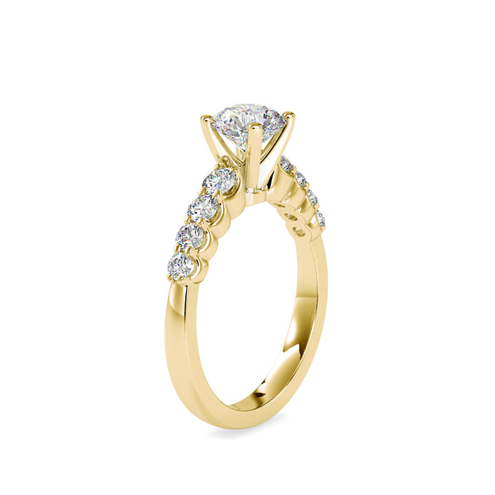 round cut solitaire lab-grown diamond ring in yellow gold