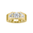 round cut solitaire semi bezel lab-grown diamond ring in yellow gold