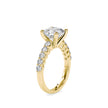 cushion cut solitaire lab-grown diamond ring in yellow gold