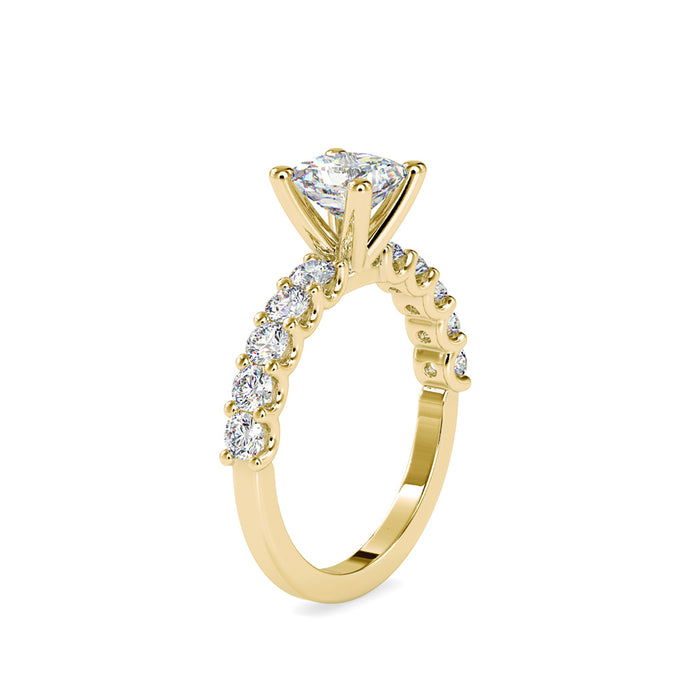 princess cut solitaire lab-grown diamond ring in yellow gold
