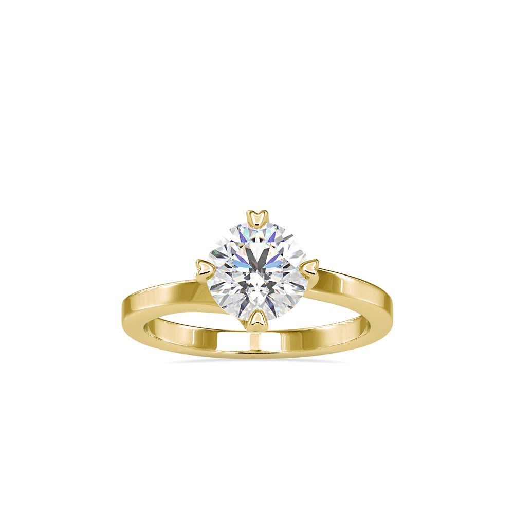 round cut solitaire lab-grown diamond ring in yellow gold