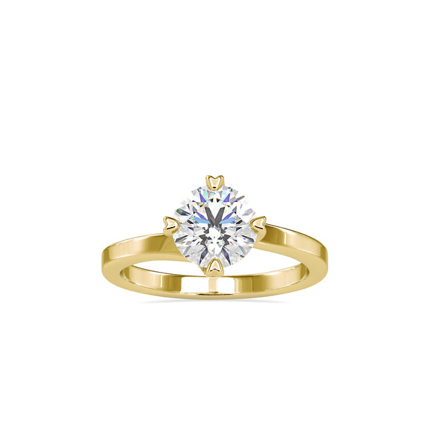round cut solitaire lab-grown diamond ring in yellow gold