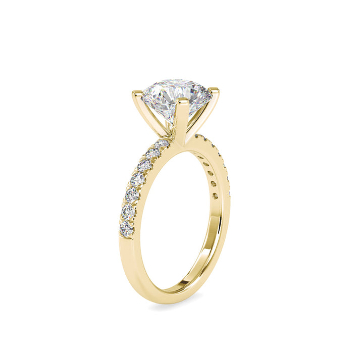 round cut solitaire lab-grown diamond ring in yellow gold