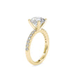 round cut solitaire lab-grown diamond ring in yellow gold