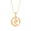 swirl circular halo diamond pendant necklace in yellow gold