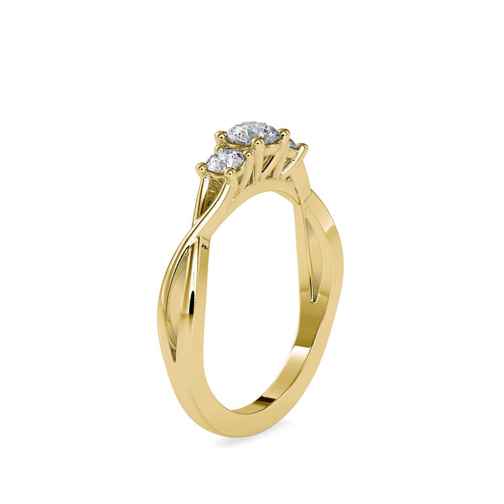 round three stone lab-grown diamond ring in yellow gold