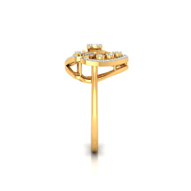 trillion shape cluster diamond ring in yellow gold
