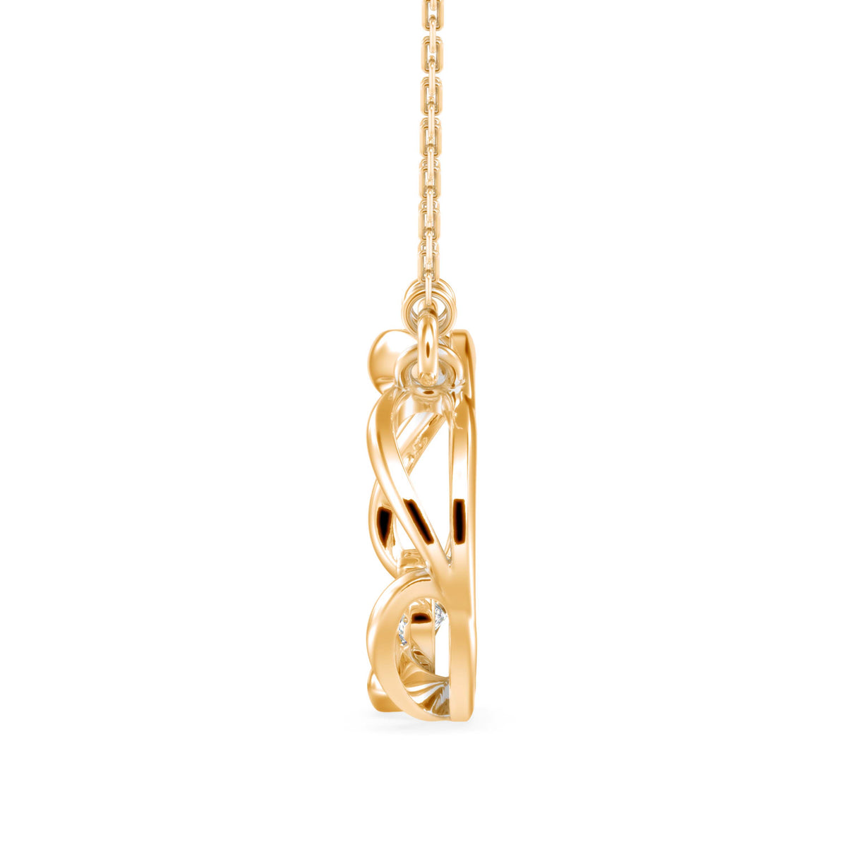 twisted circular prong lab-grown diamond pendant necklace in yellow gold