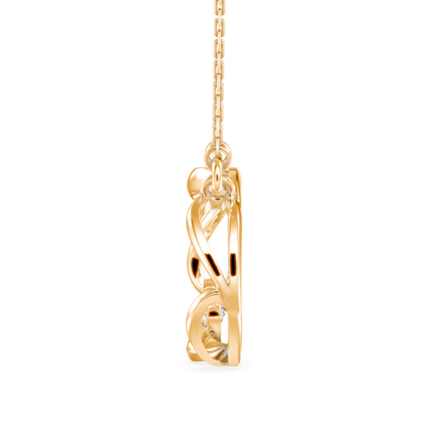 twisted circular prong lab-grown diamond pendant necklace in yellow gold