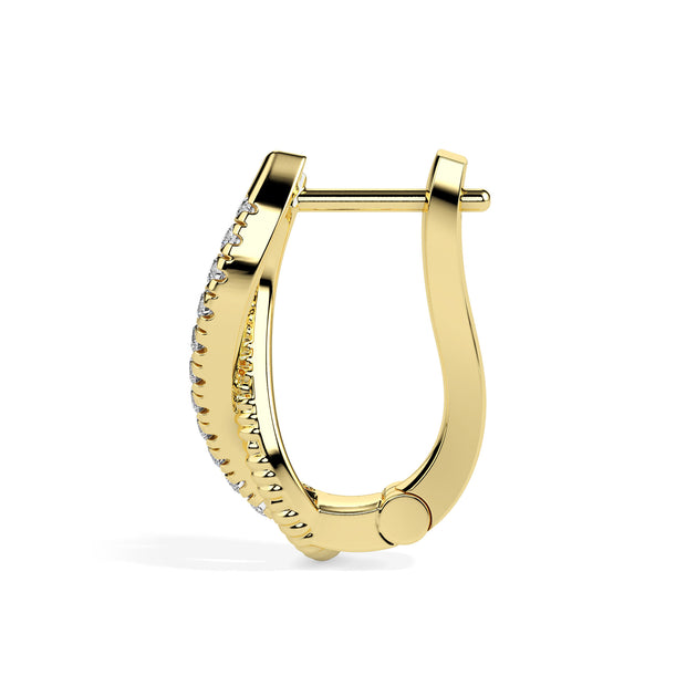 twisted infinity diamond hoop earrings in yellow gold