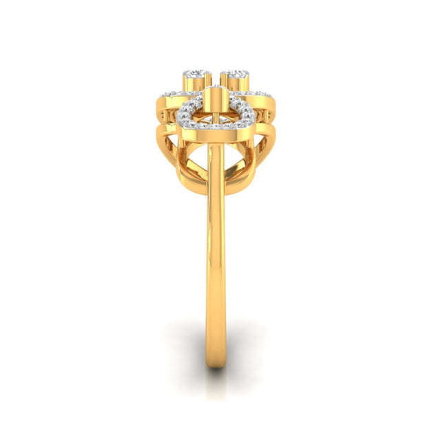 two teardrop style diamond ring in yellow gold