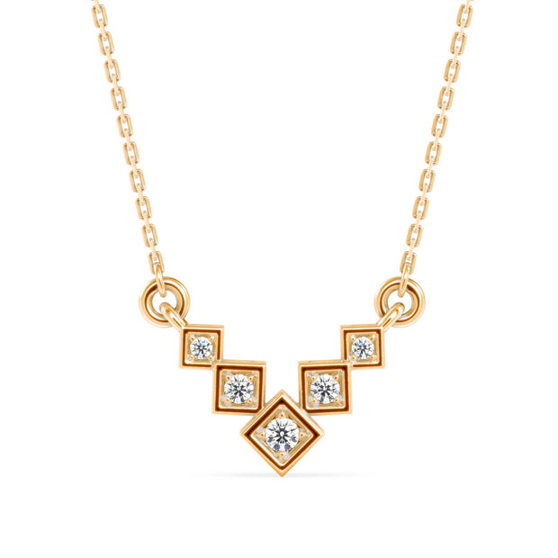 v shape prong lab-grown diamond pendant necklace in yellow gold