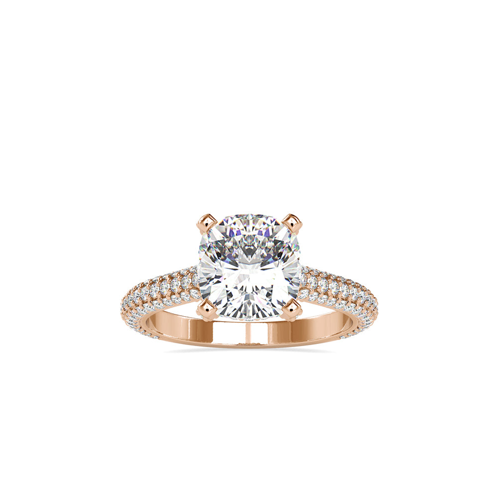 cushion cut solitaire lab-grown diamond ring in rose gold