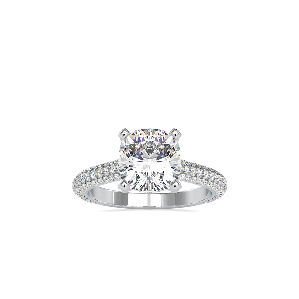cushion cut solitaire lab-grown diamond ring in white gold