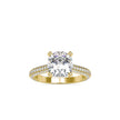 cushion cut solitaire lab-grown diamond ring in yellow gold