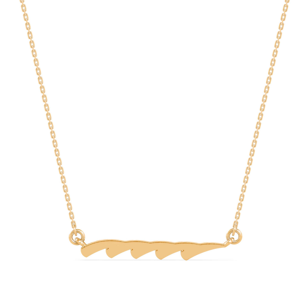 feather style pave lab-grown diamond pendant necklace in yellow gold