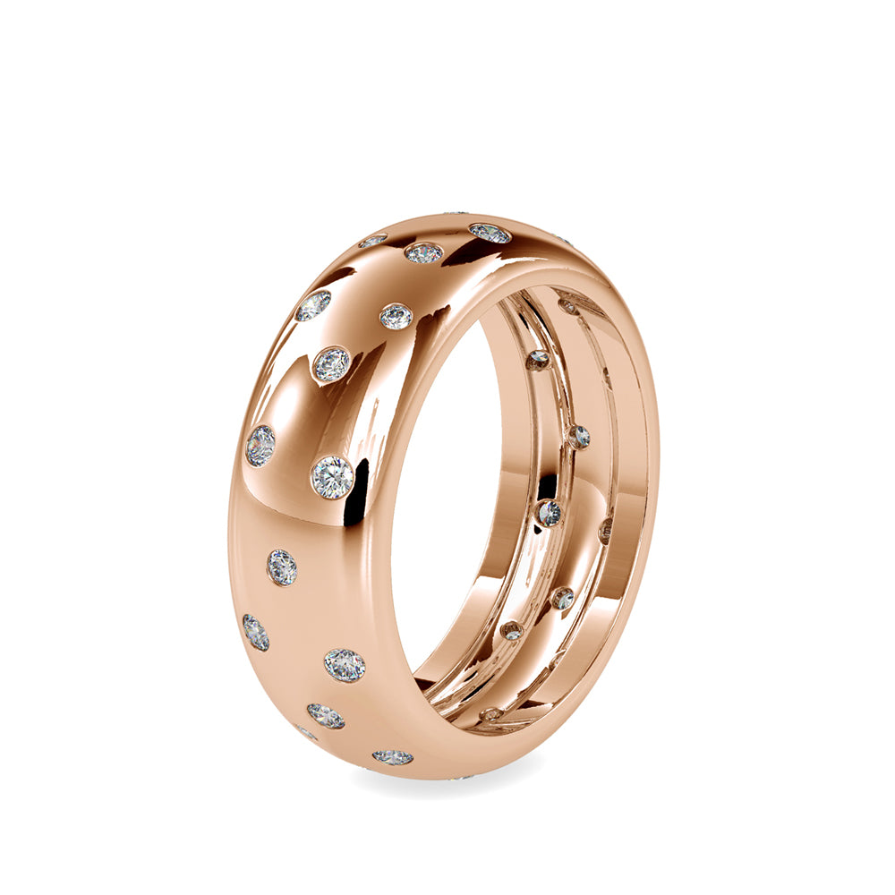 flush set lab-grown diamond ring in rose gold