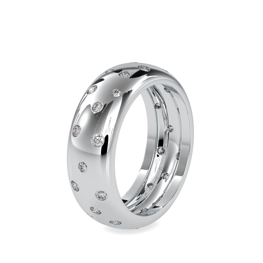 flush set lab-grown diamond ring in white gold