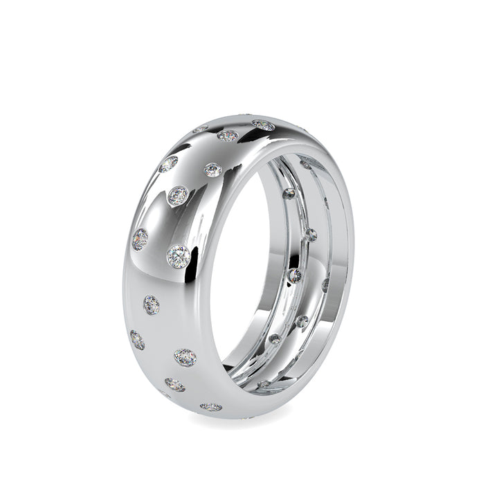 flush set lab-grown diamond ring in white gold