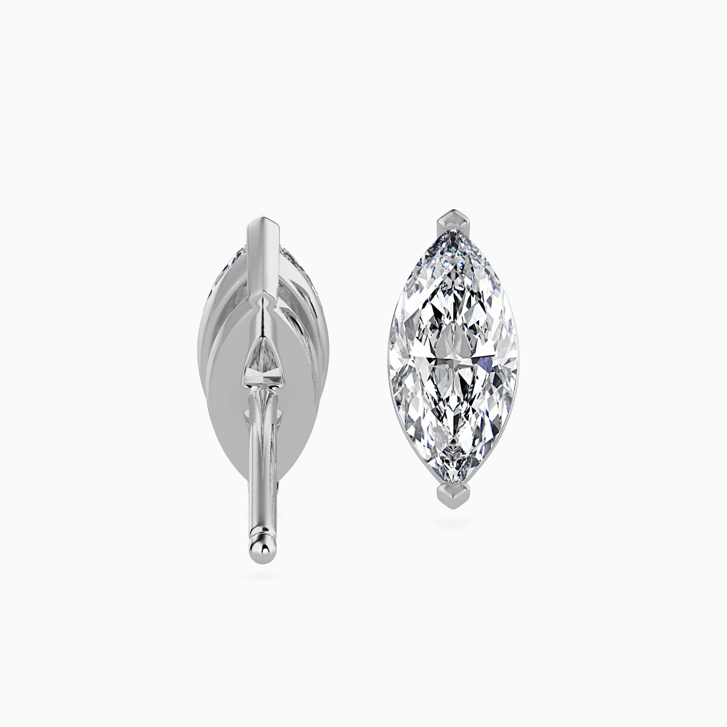 Marquise Prong Set White Gold Diamond Stud Earrings