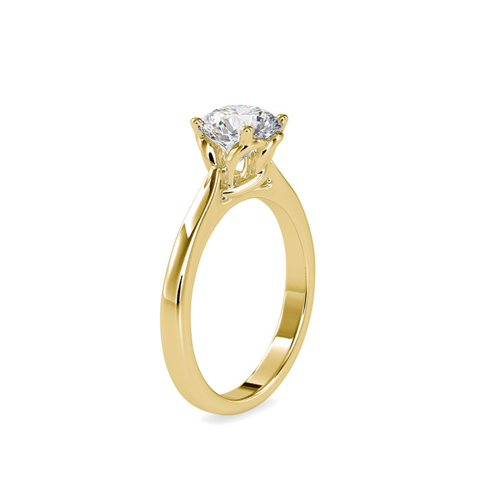 round cut prong lab-grown diamond ring in yellow gold